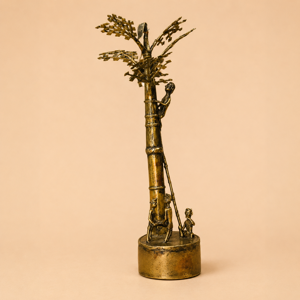 Antique bronze bamboo sculpture with figures