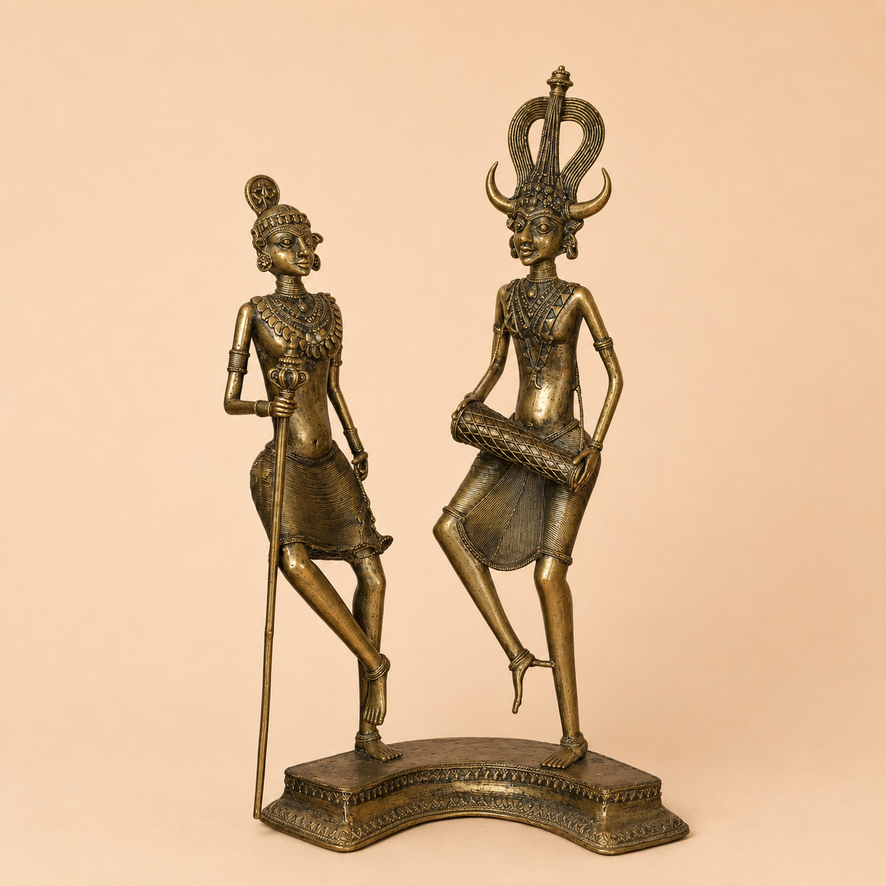 Antique bronze figurines in dance pose