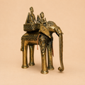 Brass elephant sculpture with riders