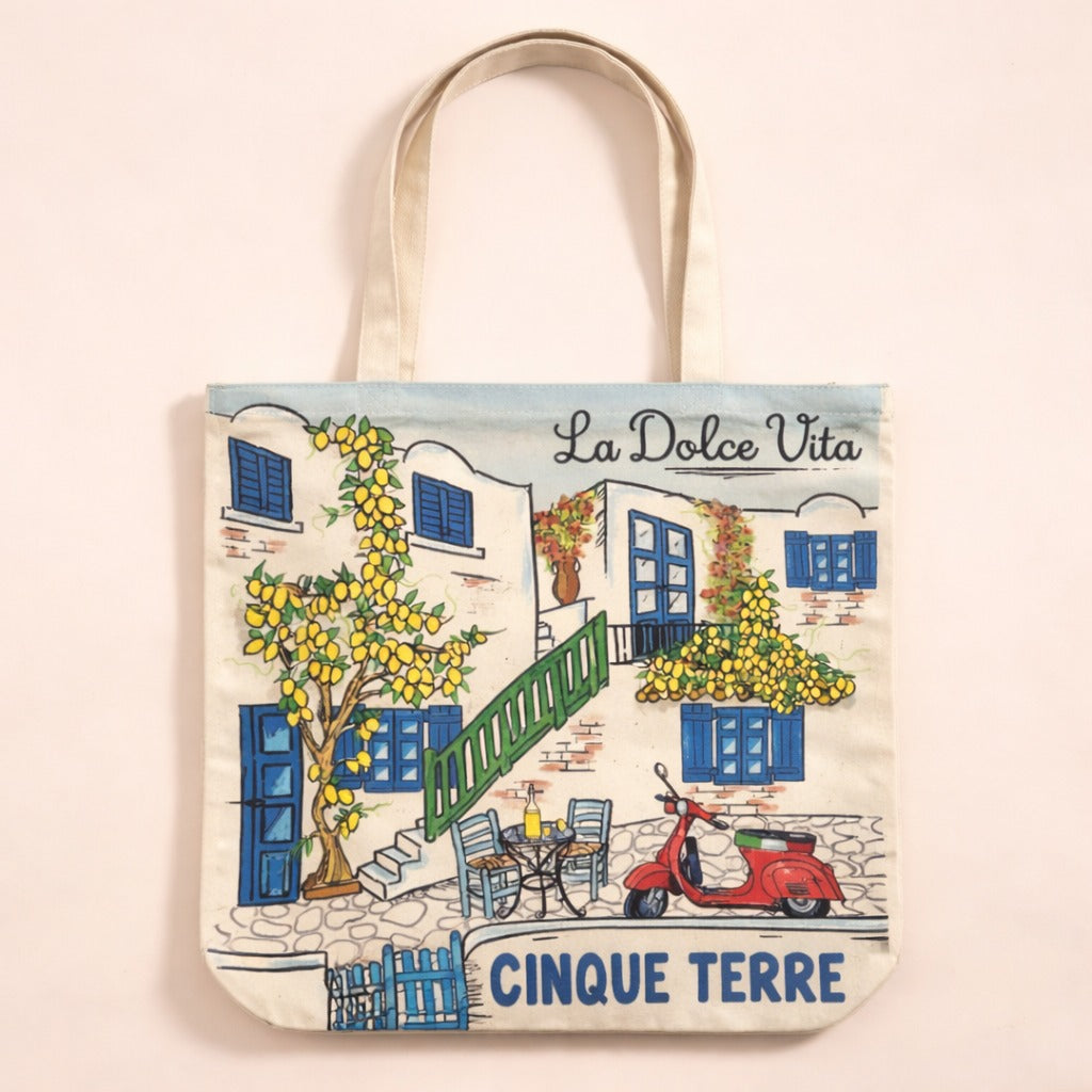 Cinque Terre tote with Dolce Vita charm