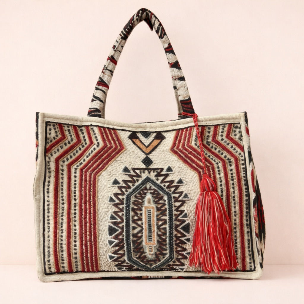Ethnic Tassel Tote Bag