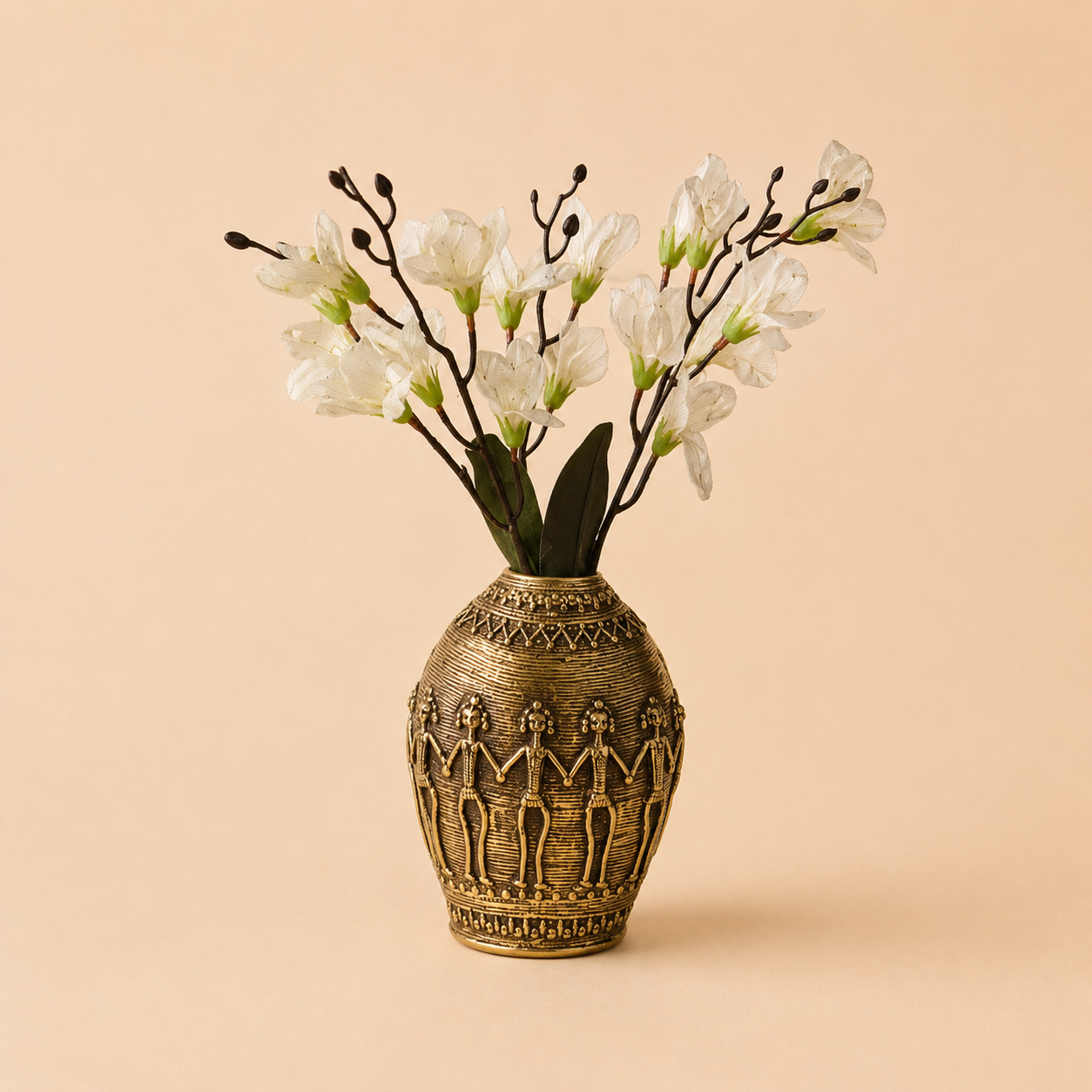 Handcrafted Tribal Art Antique Brass Vase