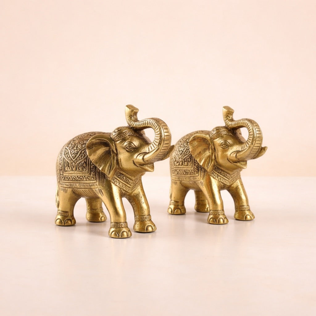 Royal Brass Elephant Figurine Set