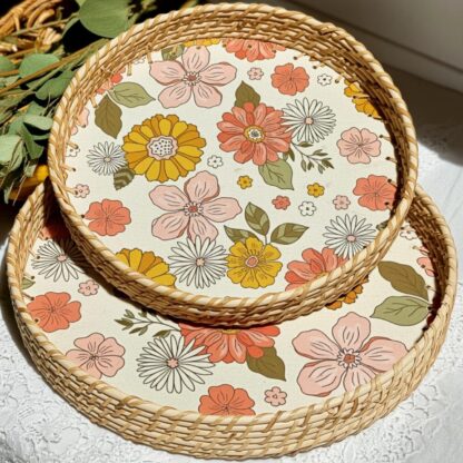 Cane Printed Tray Set